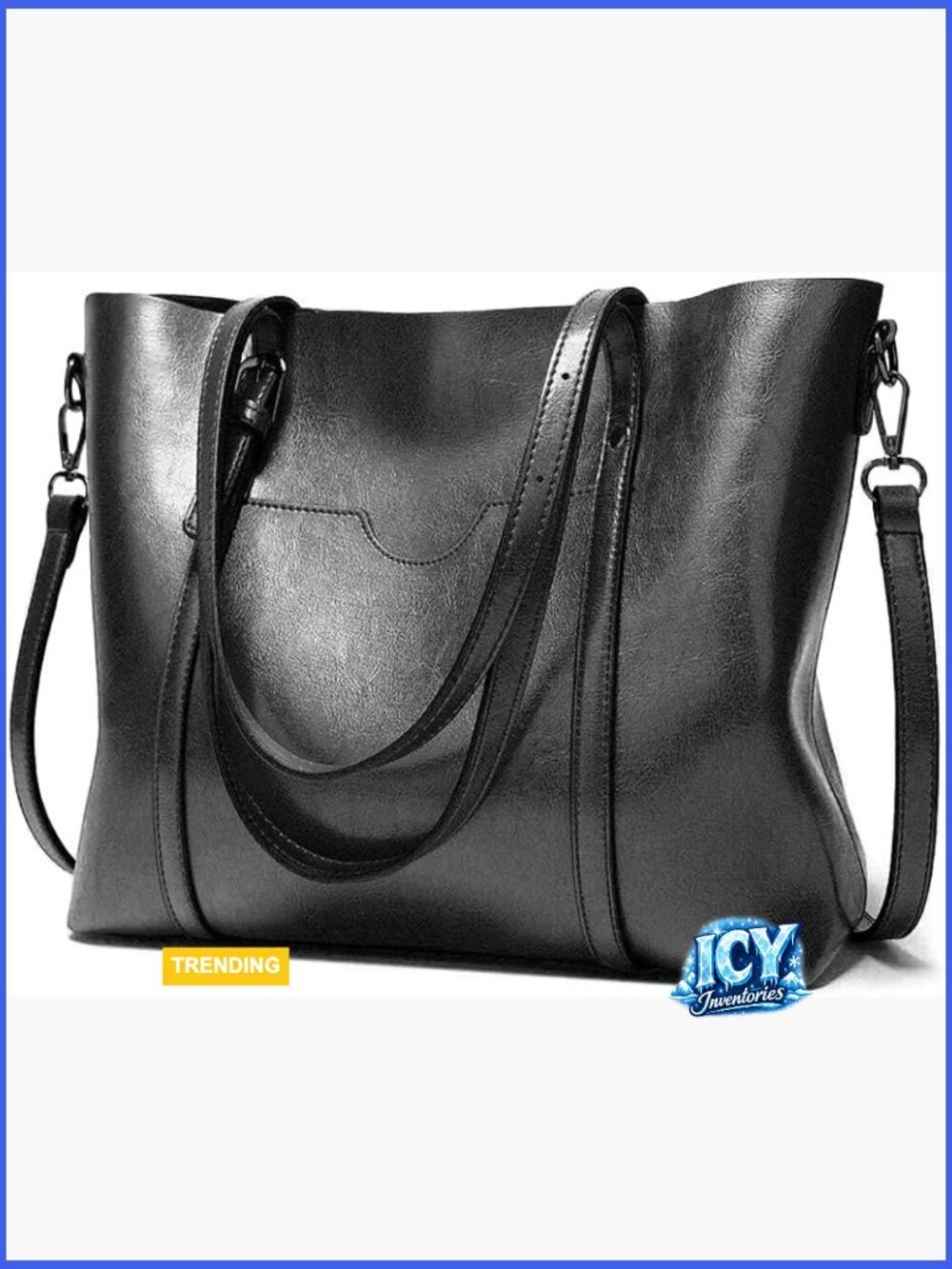 PU Leather Satchel Tote Bag with Adjustable Shoulder Strap